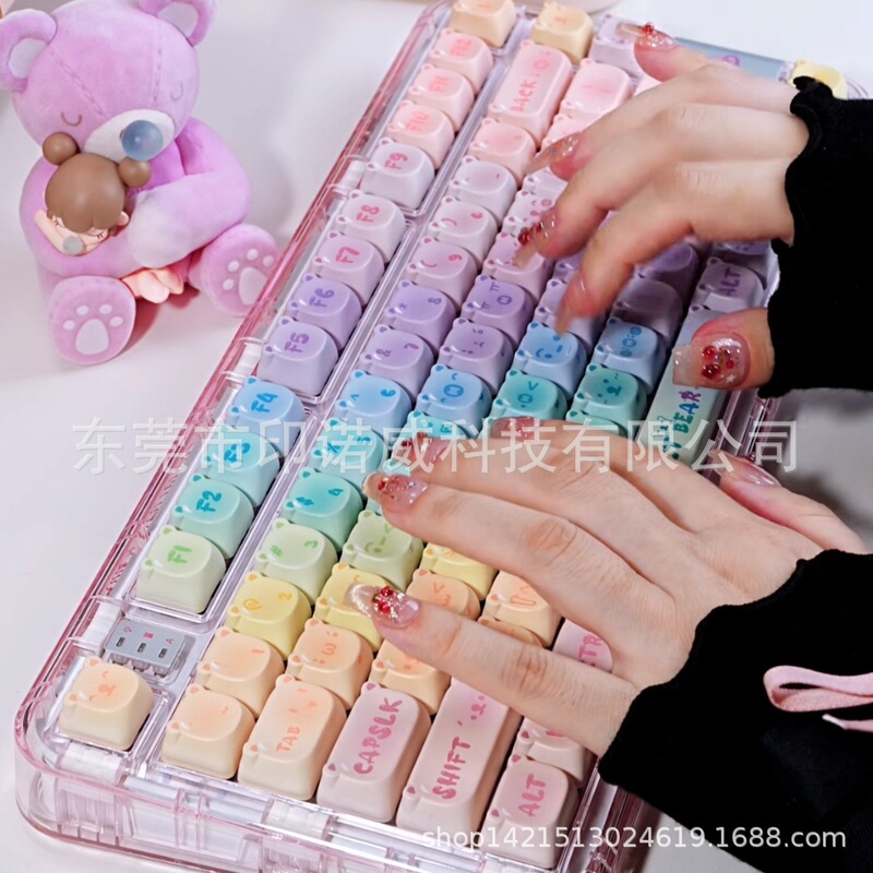 キャンディベアキーキャップピンクかわいい漫画MOA高度な昇華プロセス144キーフルセットメカニカルキーボードキャップ|undefined