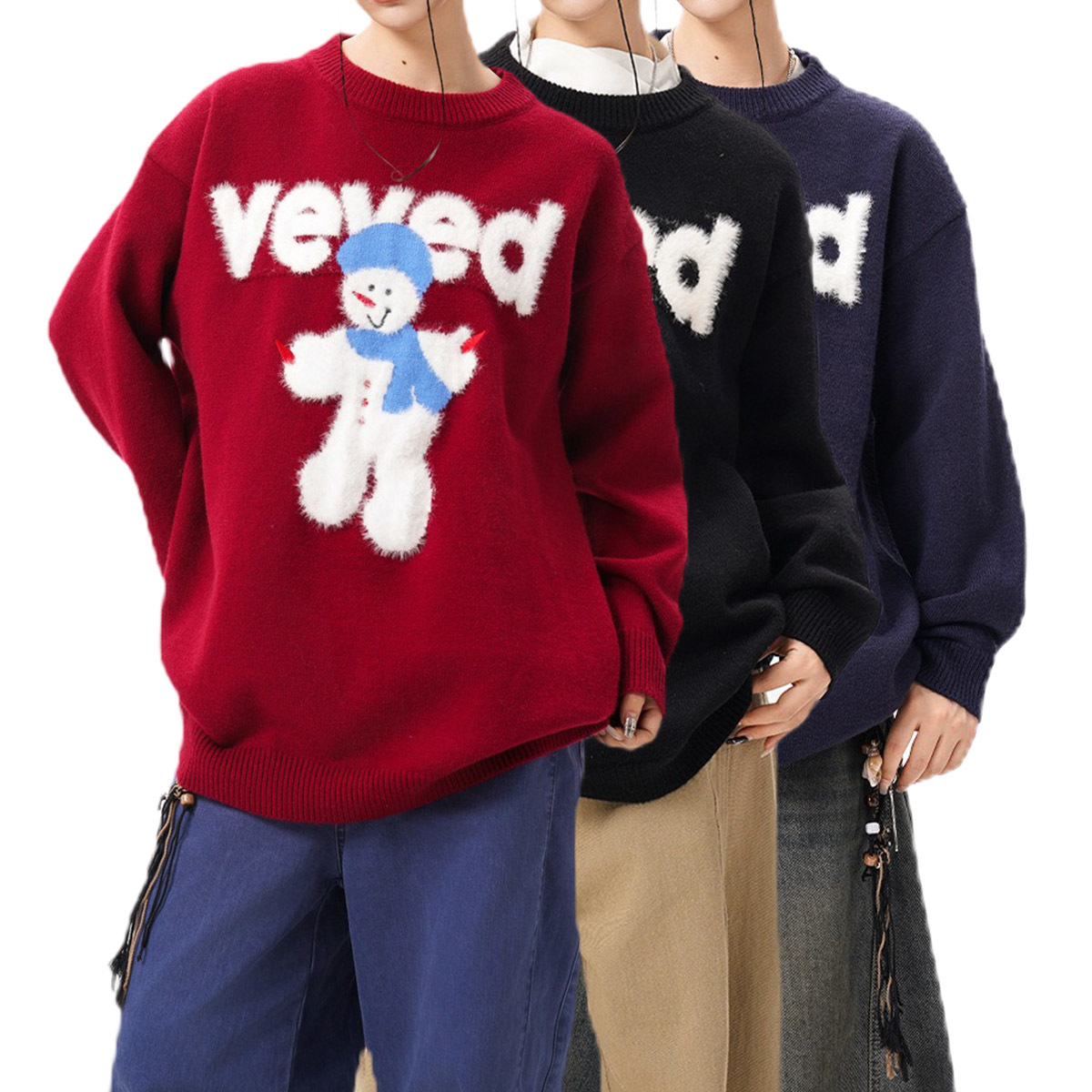 Explosiones transfronterizas de tamaño europeo de tamaño grande jersey de jersey jersey hombre de nieve marca de tendencia de Navidad fábrica de jersey de invierno al por mayor