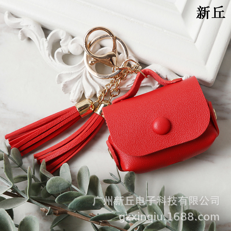 Funda de cuero con borlas de venta directa de fábrica, adecuada para los nuevos auriculares Apple Airpods.