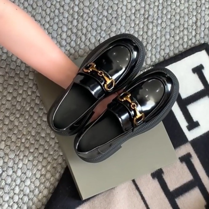 乐福鞋女马扣Loafer春秋2024年新款粗跟黑色小皮鞋英伦风单鞋批发 乐福鞋女马扣Loafer春秋2024年新款粗跟黑色小皮鞋英伦风单鞋批发