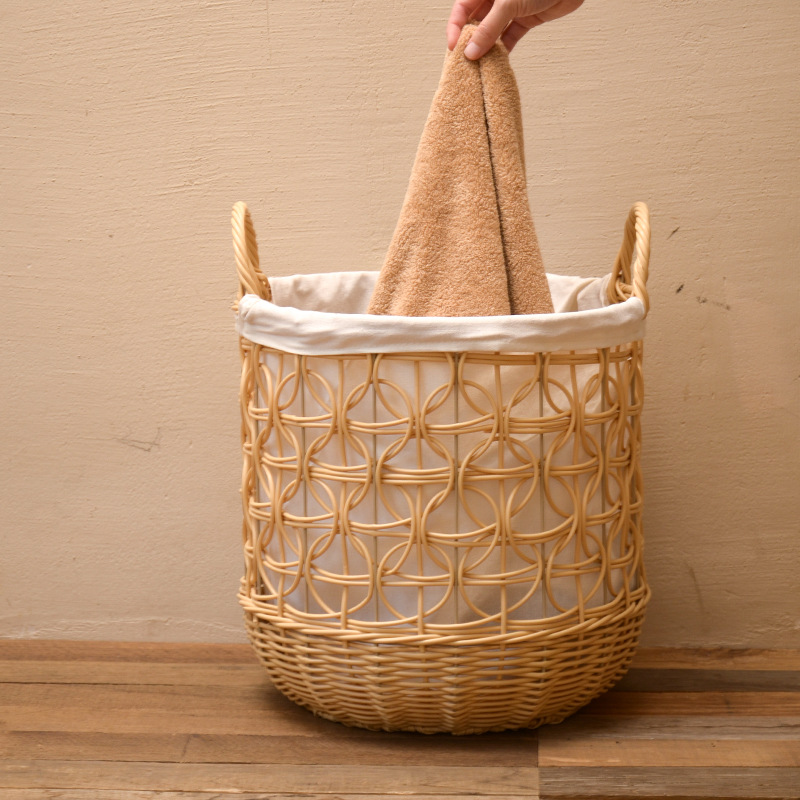 Cestas de almacenamiento de tela de caña personalizadas de alto valor ligero de lujo portátil tela de mano de tela de mano decoración de la casa cesta de lavandería