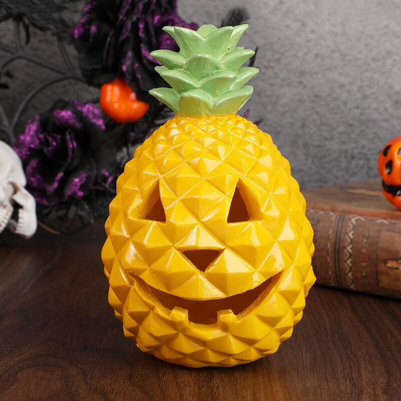 Pineapple Skull Resin Decoration Halloween Holiday Decoration Resin Yellow Jack Lamp Desktop Home Decorations