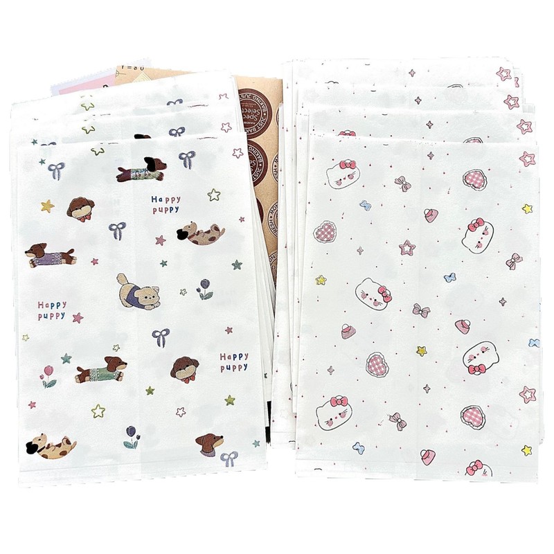 オリジナルの新しいリボン子犬と猫の紙袋インカード包装ハンドバッグギフトバッグ包装袋キャンディーパック|undefined
