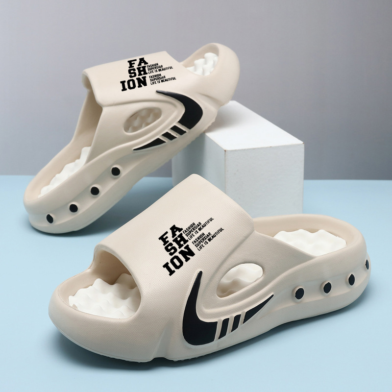 Men's Trendy Thick-Soled Non-Slip Slip-On Slippers, Cross-Border Dropshipping, Beach Sandals, Custom Design from Pictures, Sample Ready in Three Days, Lightweight