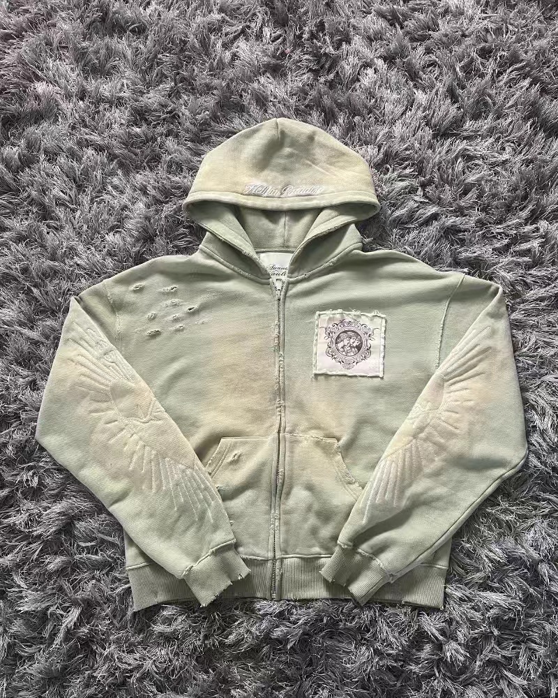 Felpa con cappuccio e zip stampata per uomo e donna con tasche_voghion.com