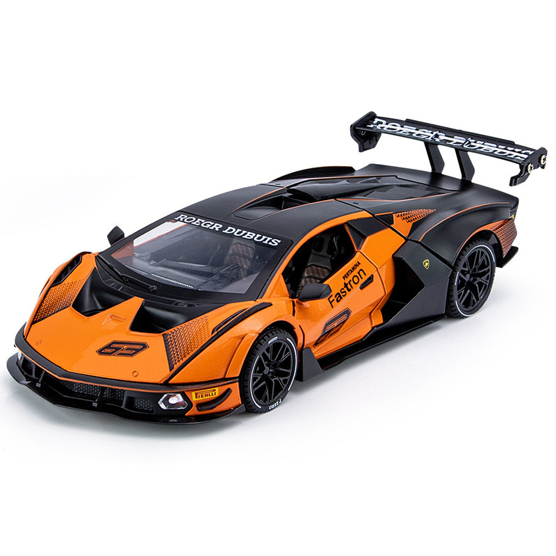 1:24 Scale Alloy Car Model with Sound and Light, Pull-Back Toy for Boys, Sports Car Model, Desktop Decoration, Supercar