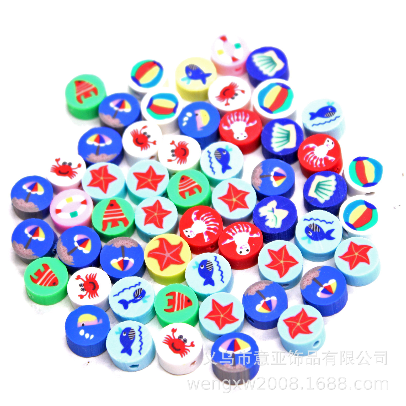 Cuentas de cerámica suave DIY, caras sonrientes, sueltas para pulseras y collares