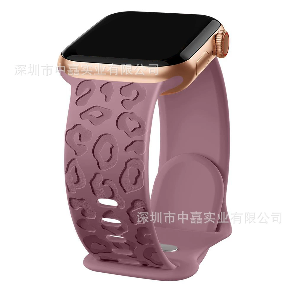 Silicone Watch Strap Apple compatible, 38–49 mm, soft leopard-texture band