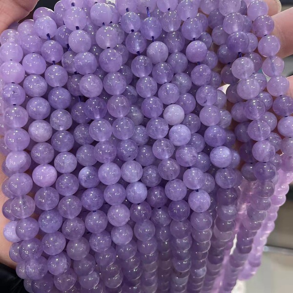 lavender round beads with amethyst