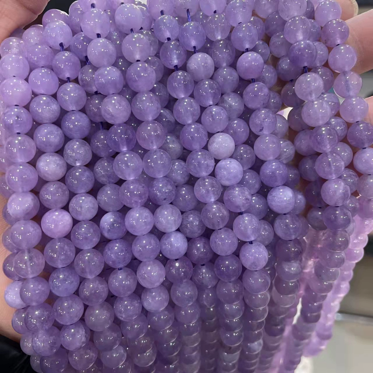 Round Amethyst Beads, Natural White Jade Optimized, 4/6/8/10 mm Strands