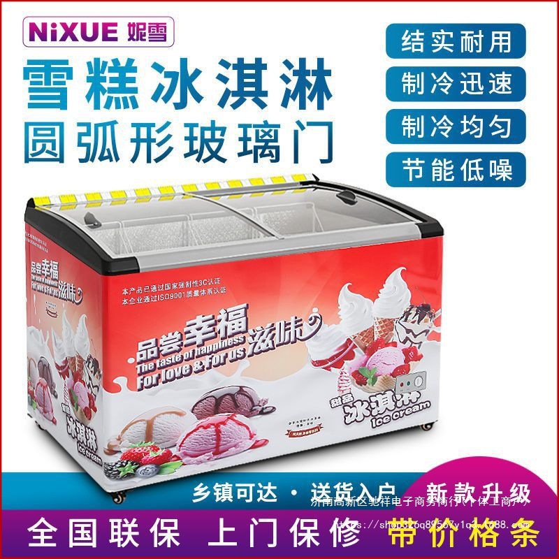 雪糕柜冰淇淋柜冰柜大容量冷冻两用玻璃卧式超市展示柜商用冷链