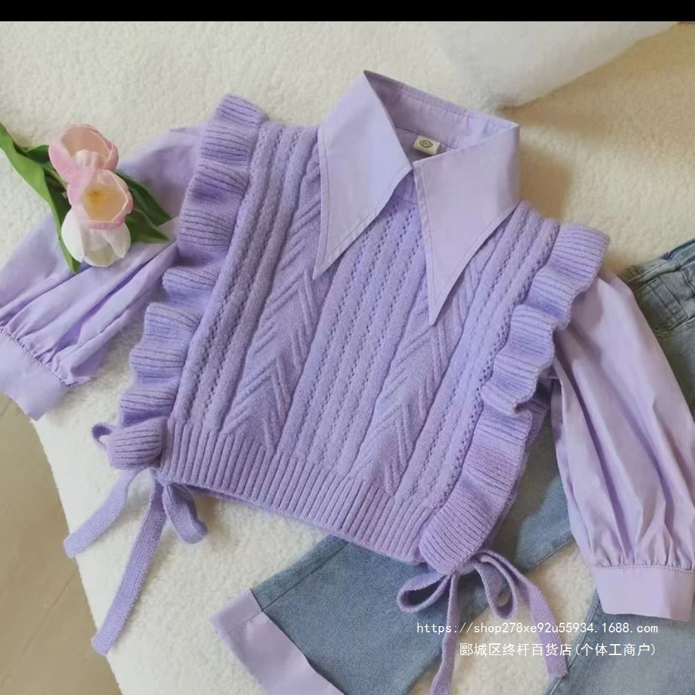 女童秋季马甲2026新款儿童洋气针织马甲春秋时尚宝宝外穿针织衫