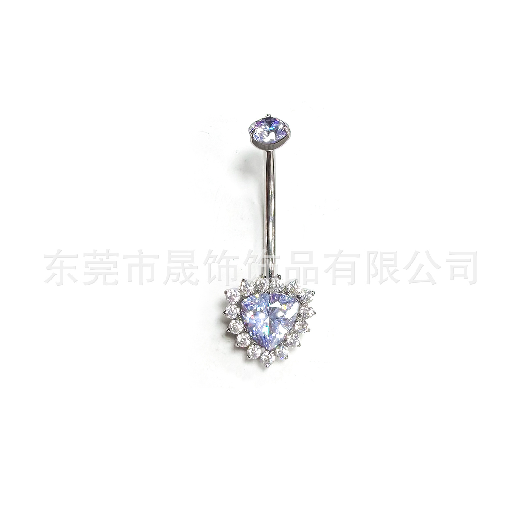 F136 Titanium Alloy Heart 肚 Navel Ring Set With Cubic Zirconia Heart Navel Ring G23 Titanium 人体 Piercing Jewelry 脐饰