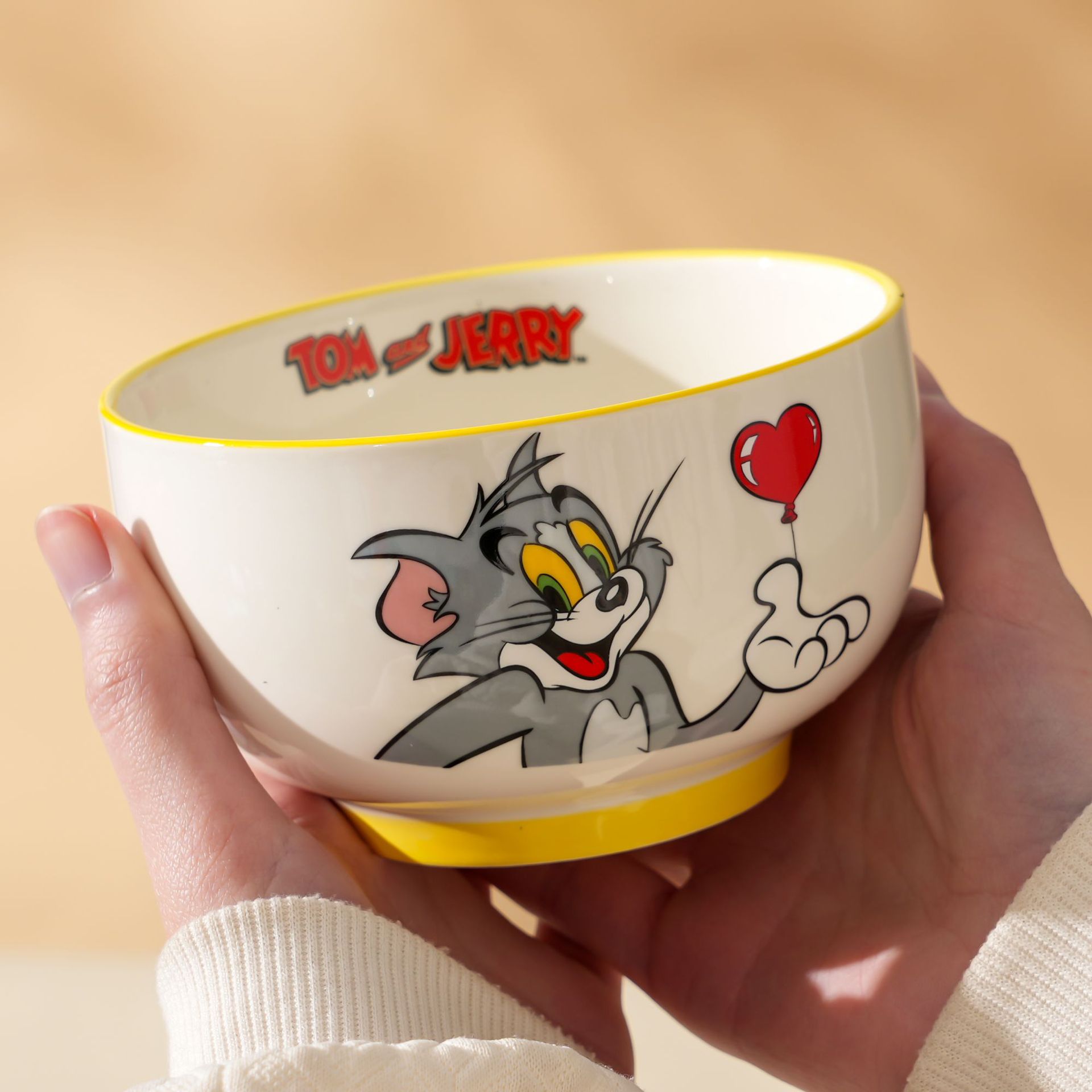 Gato y ratón Caja de regalo de cuenco de cerámica genuina Juego de regalo de cumpleaños Tazón de arroz con regalo de mano Tazón de arroz de cerámica