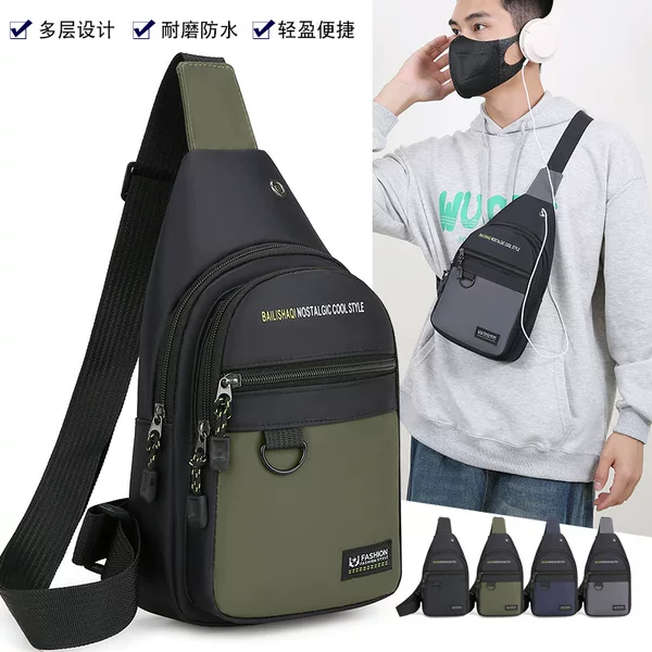 Korean Style Large-Capacity Men's Chest Bag New Oxford Cloth Waterproof Shoulder Crossbody Bag Multi-Functional Trendy Casual Sports Bag