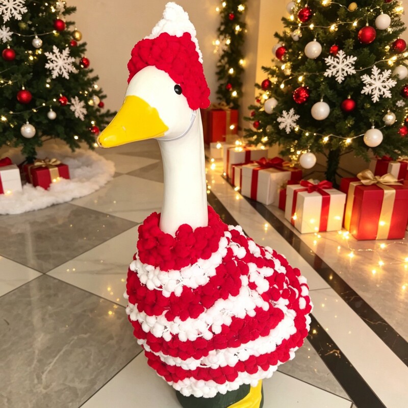 Porch Goose Christmas Decorations, Porch Goose Holiday Outfits, Hand-Knitted Unique Porch Goose Costumes Porch Goose Christmas Decorations, Porch Goose Holiday Outfits, Hand-Knitted Unique Porch Goose Costumes