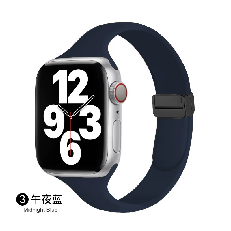 Совместимый ремешок Apple Watch всей линейки, можно использовать 14 мм магнитную складную застежку, силиконовый ремешок для маленькой талии Apple