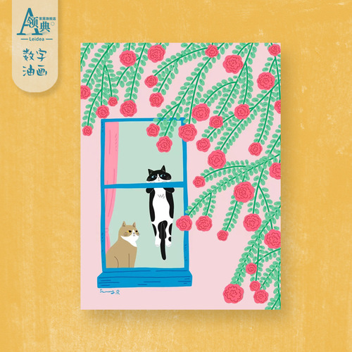 [Meow Star] Stress Reducing Simple Healing Oil Painting Animation Decorative Painting Oil Canvas