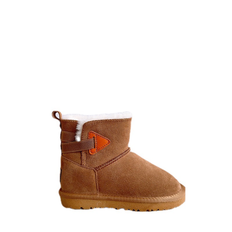Neue Kinder-Schneestiefel aus echtem Leder, plüschig und warm für Jungen und Mädchen, wasserdichte Mädchenstiefel, Baby_voghion.com