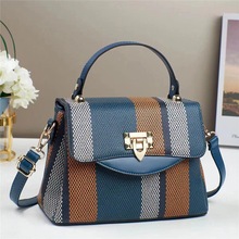 2024新款撞色拼接网红洋气质感百搭大容量单肩手提可爱女包一件代