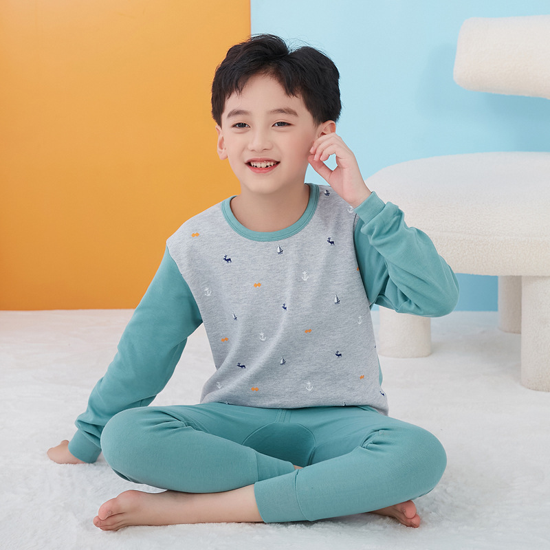 Ropa de otoño para niños pantalones largos traje Algodón Suéter para niños pantalones de algodón ropa interior cálida para niñas Cubierta de suéter de algodón para niños medianos y grandes