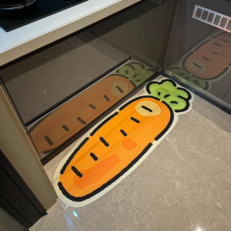 卡通蔬菜厨房地垫两件套可爱装饰厨房地垫耐脏易打理地垫耐磨地垫|undefined
