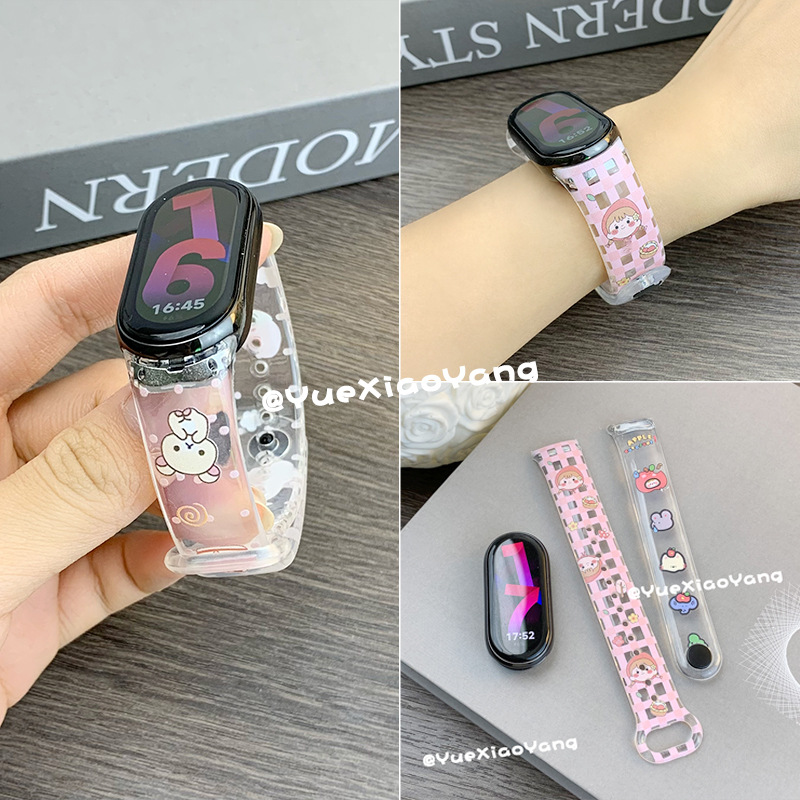 Girls Bear Transparent Printed Strap Suitable for Xiaomi 10/9/8 Generation Nfc Neutral Huawei 8/9/10 Generation Bracelet