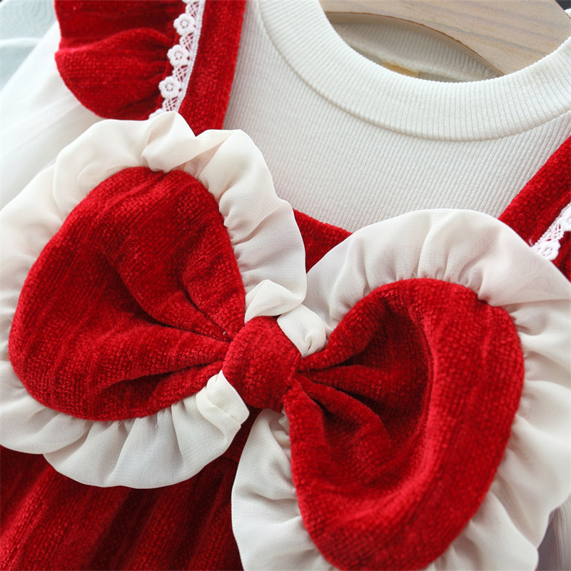 106059819@qq.com Robe à nœud en dentelle pour fille, tenue bébé de 3 ans, ensemble deux pièces pour fille avec doublure tendance_voghion.com