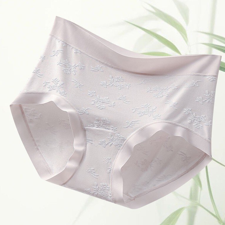 Chinese Style New High-Waisted Long Mulberry Silk Crotch Full-Coverage Hip Triangle Women's Panties Without Pinching