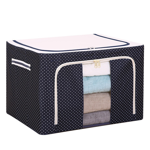 Clothing Storage Box Oxford Cloth Waterproof Steel Frame Transparent Folding Bunk Box Wardrobe Car Cover Blanket Storage Box Moving