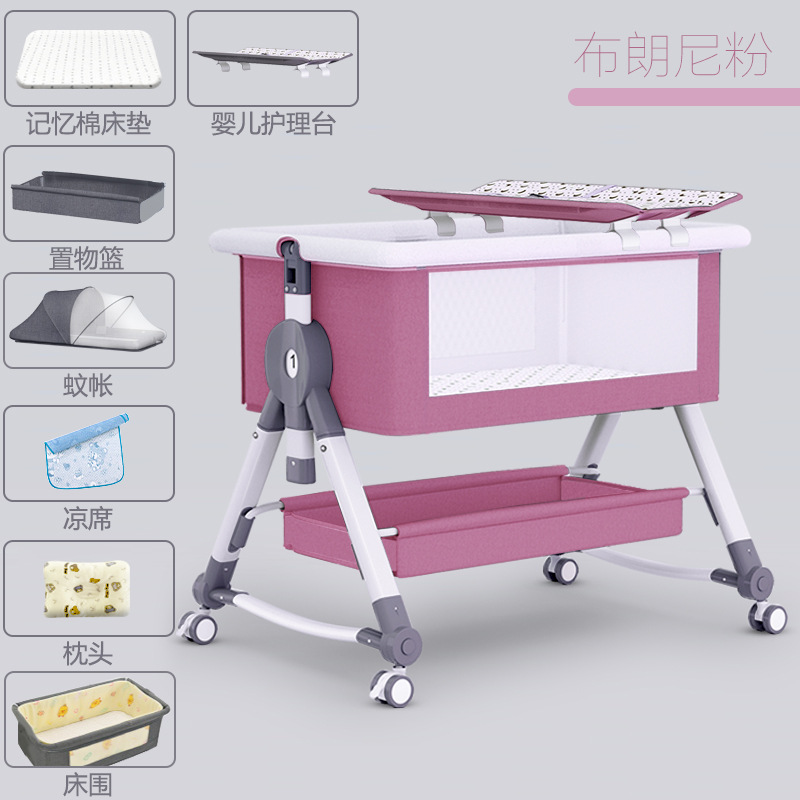 Cama para bebés de asiento plegable empalmado cama grande multifuncional portátil extraíble cama para bebés cuna cama