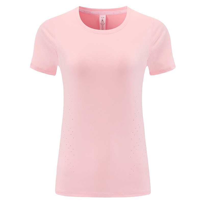 Comercio exterior transfronterizo de Europa y América al aire libre ropa de secado rápido de mangas cortas de mujer blusa transpirable ligera suelta delgada camiseta de yoga de cuello redondo