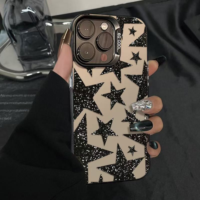 European and American Shiny Star Color Silver Shell Suitable for Apple 17/16/15Pro Mobile Phone Case 14Promax1312/11 Cross
