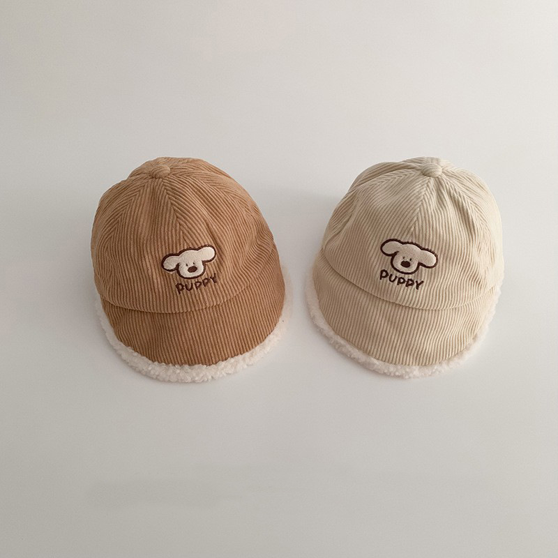 Otoño y invierno lindos sombreros de bebés de dibujos animados con grandes bordes para niños y gorras de lengua de goma para niñas calientes a prueba de viento sombreros de béisbol mareas