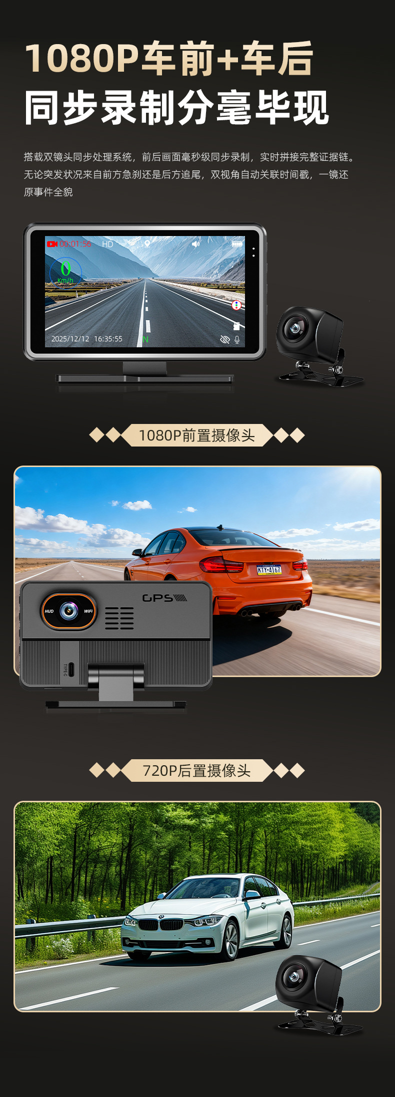 Electronic Dog 2026 new model car-mounted high-definition dashcam with night vision, 4K high-definition, and central control voice speed monitoring