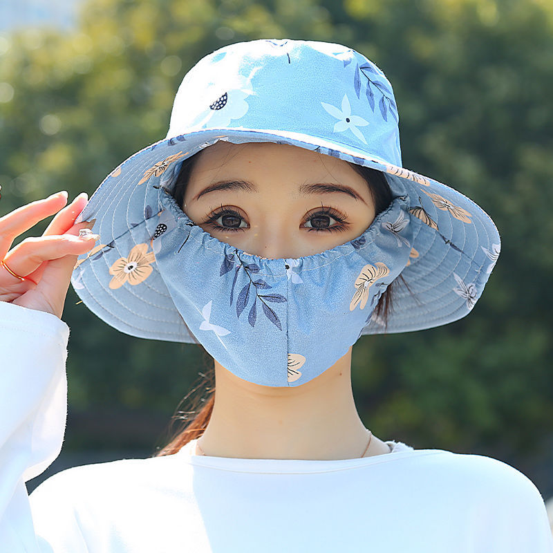 Nuevo sombrero de sombrero de sol para mujeres de verano toda la cara tipo sombrero de protección solar que cubre la cara anti-UV sombrero de trabajo seco sombrero de té sombrero de sol