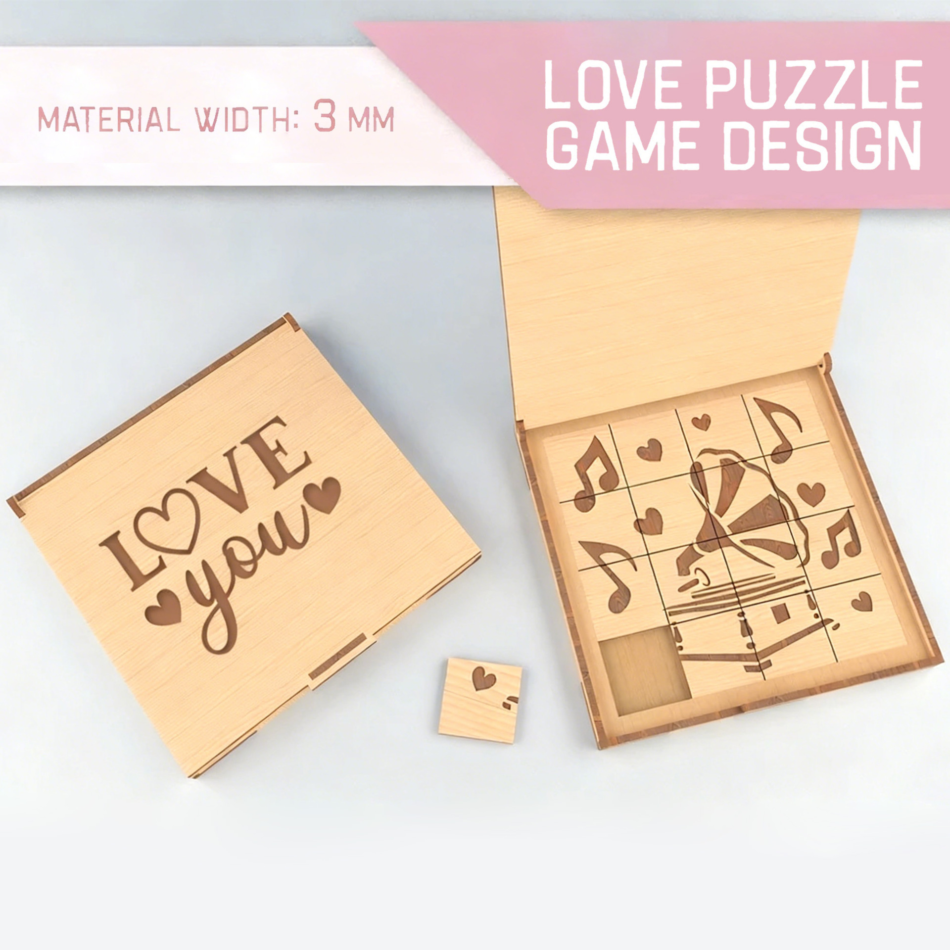 Cross-Border Love Puzzle Set Wooden Boxed Puzzle Board Game Valentine's Day Gift Home Decoration Ornaments