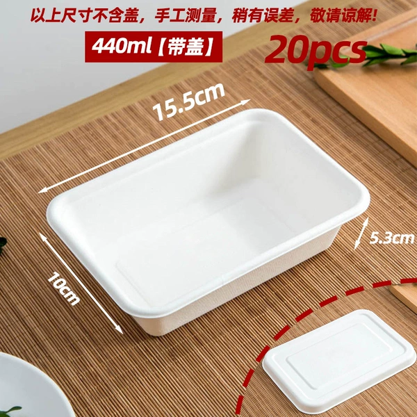 Sugarcane pulp 440ml square box + paper lid W307