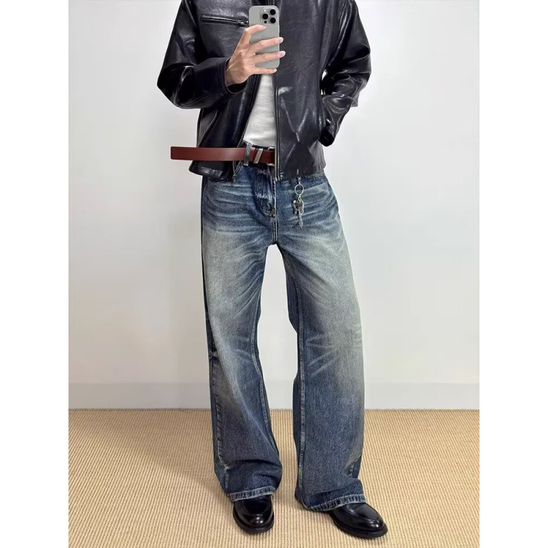 Hong Kong style trendy men's summer new 2024 personalized letter jeans hip-hop ins trendy high street fashion cool long pants Hong Kong style trendy men's summer new 2024 personalized letter jeans hip-hop ins trendy high street fashion cool long pants