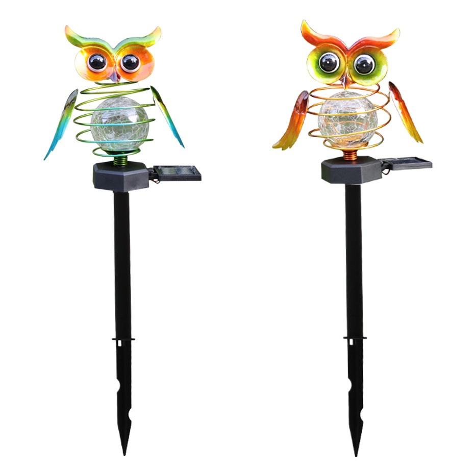 Elementos de Venta caliente transfronteriza hierro solar primavera búho césped lámpara al aire libre patio jardín decorativo animal lámpara