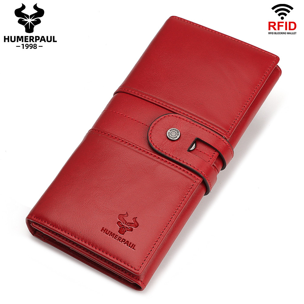 Hummer Paul RFID Genuine Leather Women's Wallet Long Clutch Bag Top Grain Cowhide Wholesale - Thumbnail 7