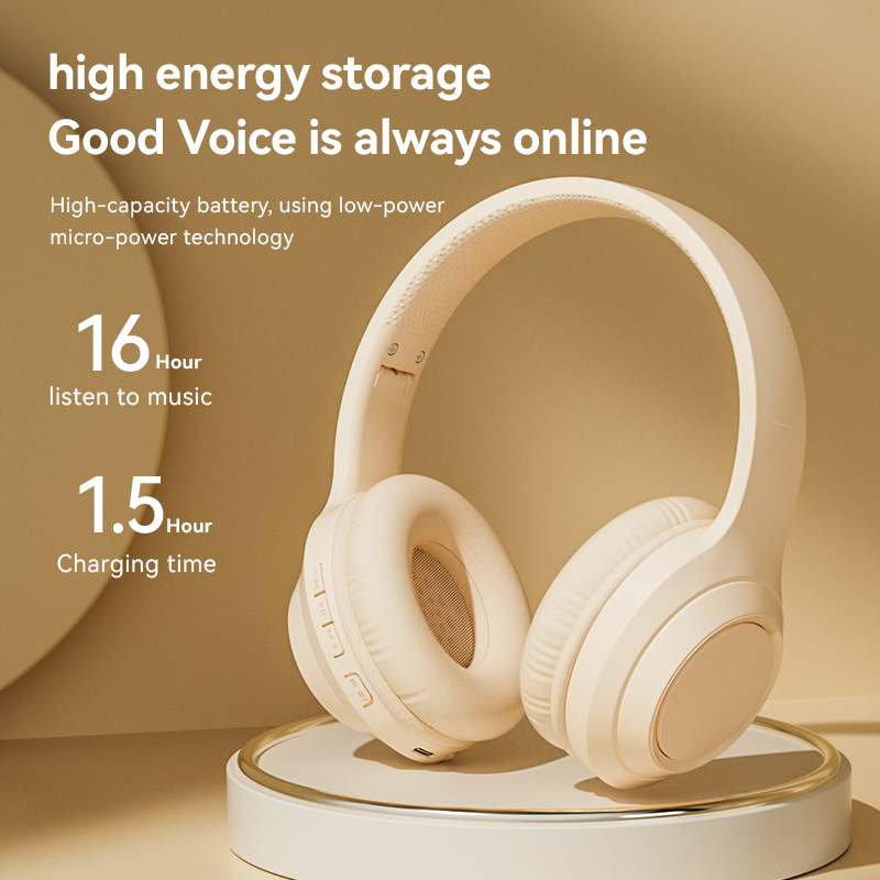 Wireless Bluetooth headset with long battery life, solid color plug-in earphones, mobile phones, Android tablets,_voghion.com