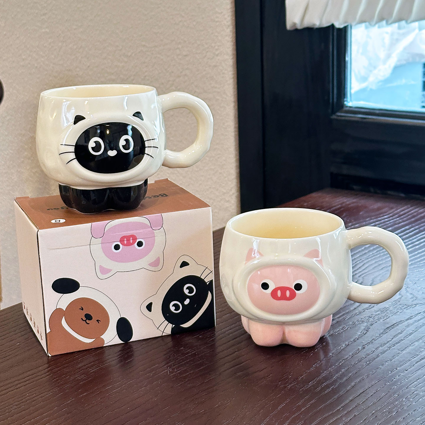 Cute ins de dibujos animados tazas de cerámica creativas tazas de café caseras tazas de cerámica de alto valor para niñas