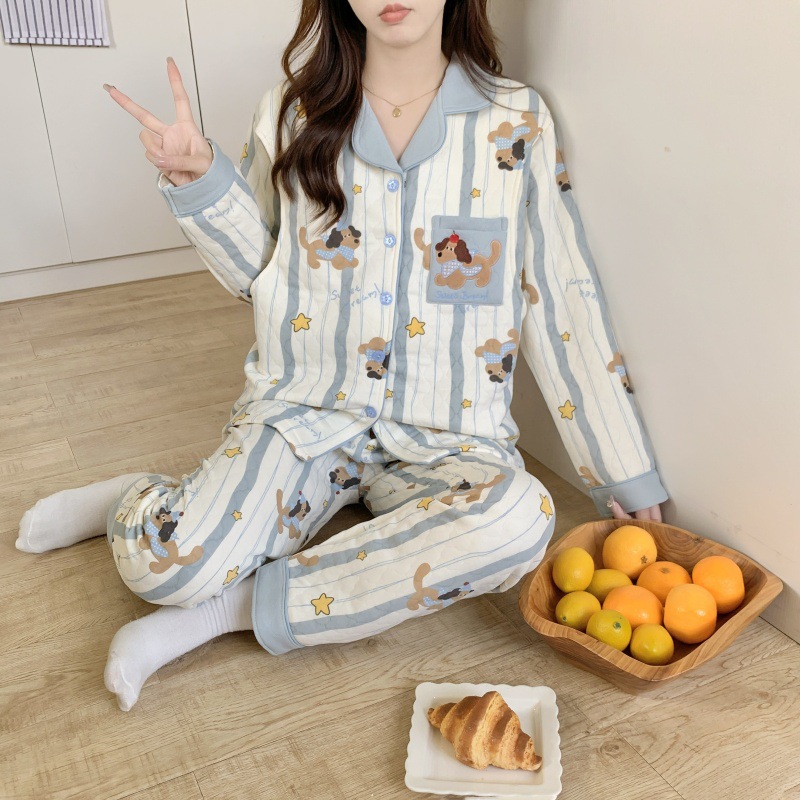 2025 otoño y invierno ropa de aire de algodón de invierno para mujeres embarazadas pijamas de maternidad para mujeres después del parto set de ropa de lactancia