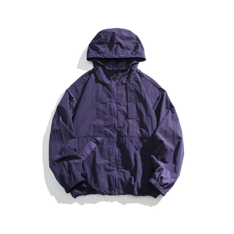 日本製アウトドア防水日焼け防止服抗 UV 無地フード付き通気性日焼け防止服メンズカジュアルワークウェアジャケット|undefined