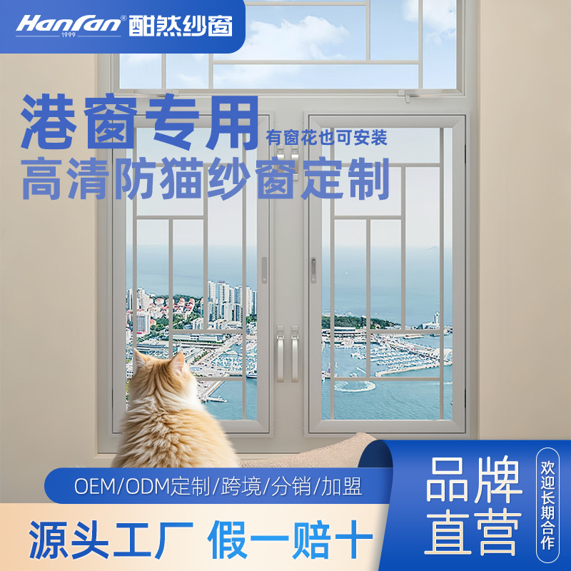 香港窗专用纱窗定制 免钉自装304金刚网防猫高清透风蚊网工厂直营