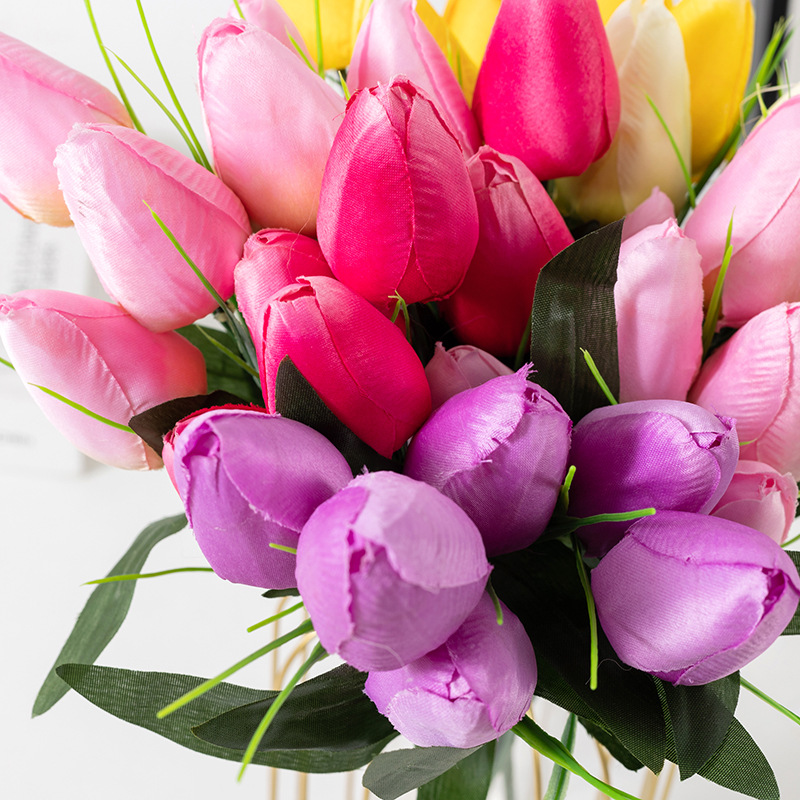 Tulipán flor artificial 6 señaló boca tulipán ramo de flores falsas boda decoración del hogar fotografía Flor al por mayor