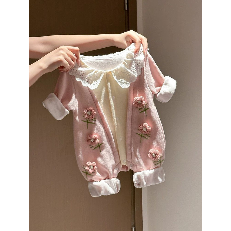 幼儿春秋款外出连体衣爬服女宝宝韩版秋装百天新生儿长袖洋气衣服|undefined