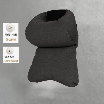 Auto Parts Car Headrest and Lumbar Support Set, Double-Layer Decompression Neck Pillow, High-End Car Cushion and Lumbar Support (Car roof lining) - 1-headrest-double-pressure-reduction-carbon-black-breathing-hole