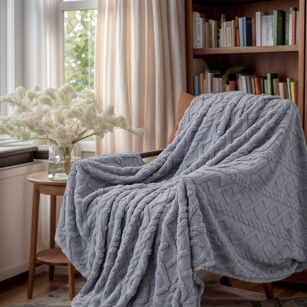 Manta de color sólido, agradable al tacto, manta multifuncional de tafetán, manta jacquard de doble cara, manta para sofá, manta de terciopelo coral con diseño de diamantes